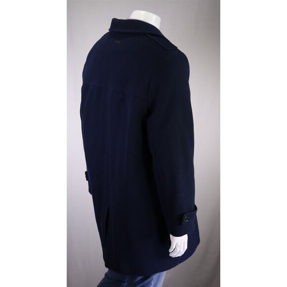 Andrew Marc New York Navy Blue Twill Zip Front 3/4 Length Wool Coat Large - Picture 6 of 11
